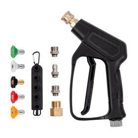 VEVOR Short Pressure Washer Gun, 4000 PSI High Power Washer Spay Gun, M22-14 mm / M22-15 / 3/8'' Inlet & 1/4'' Outlet Hose Connector Foam Gun