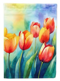 Tulips in Watercolor Garden Flag Mailbox Flag Decorative Yard Flag Banner Outside Patio Artwork Yard Flower Beds, Garden Size, Multicolor