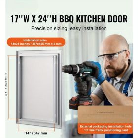 17 inch wide x 24 inch high stainless steel barbecue access door - recessed outdoor kitchen door with concealed handle, suitable for barbecue isl