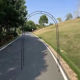 Metal garden gazebo arch, free assembly 2 sizes for all kinds of climbing plants wedding garden arch bridal party decoration wide woods (Color: Black (without base).)